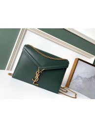 Best Quality Imitation SAINT LAURENT Cassandra leather shoulder bag 532750 Dark Green Tl14923dK58