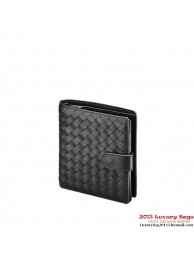 Bottega Veneta 114073 V001N 1000 Intrecciato Nappa Flap French Wallet Nero Tl17424bm74
