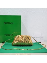 Bottega Veneta Mini intrecciato leather clutch with strap 585852 gold Tl16711ED90