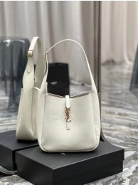 Fake SAINT LAUREN LE 5 A 7 SOFT SMALL HOBO BAG IN SMOOTH LEATHER 713938 white Tl14364Lh27