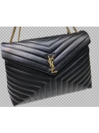 Fake Yves Saint Laurent Calfskin Leather Jumbo Tote Bag Black 464698 Gold hardware Tl14819Hj78