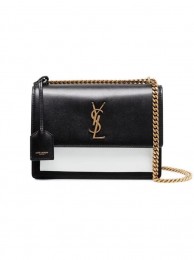 Fake Yves Saint Laurent Calfskin Leather Shoulder Bag Y542206B black&white Tl14805ny77