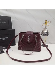 Fake Yves Saint Laurent LOULOU Original Leather Tote Bag 502717 Wine Tl15094Lh27