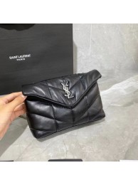 Fake Yves Saint Laurent LOULOU PUFFER IN QUILTED CRINKLED MATTE LEATHER BAG Y620333 Black Tl14741QF99