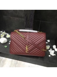First-class Quality YSL Classic Monogramme Red Leather Flap Bag Y392738 Gold Tl15153Sf41