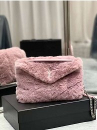 Imitation AAA Yves Saint Laurent PUFFER BAG IN MERINO SHEARLING AND LAMBSKIN Y597476 LILAC Tl14613RP55