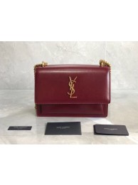 Imitation Top Yves Saint Laurent Calfskin Leather Shoulder Bag Y542206B red Tl14802tr16
