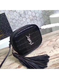 Imitation Yves Saint Laurent Crocodile Leather Shoulder Bag 5804 Black Tl15112SU58