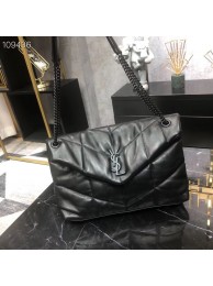 Imitation Yves Saint Laurent LOULOU PUFFER IN QUILTED CRINKLED MATTE LEATHER MEDIUM BAG Y577475 Black Tl14747SU58