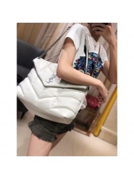 Imitation Yves Saint Laurent LOULOU PUFFER MEDIUM BAG IN QUILTED CRINKLED MATTE LEATHER Y577475 White Tl14865EY79