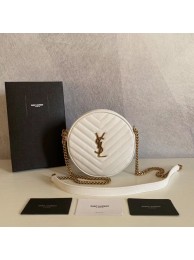Knockoff VINYLE ROUND CAMERA BAG IN CHEVRON-QUILTED SMOOTH LEATHER Y610436 white Tl14835Bt18