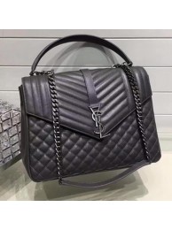 Knockoff YSL Classic Monogramme Flap Bag Calfskin Leather Y33569 black Tl15216NL80