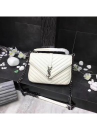 Knockoff YSL Classic Monogramme White Leather Flap Bag Y392737 Silver Tl15168WW40
