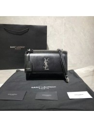 Knockoff Yves Saint Laurent Calfskin Leather Shoulder Bag Y542206B black&silver-Tone Metal Tl14803WW40