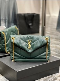 Knockoff Yves Saint Laurent PUFFER SMALL CHAIN BAG IN QUILTED LAMBSKIN 5774761 blackish green Tl14438WW40