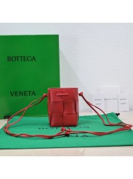 Replica Bottega Veneta Mini intreccio leather crossbody bucket bag 680217 red Tl16725HB48