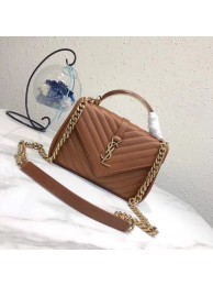 Replica SAINT LAURENT Monogram College small quilted leather shoulder bag 5809 Camel Tl15063TN94