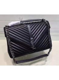 Replica YSL Classic Monogramme Flap Bag Calfskin Leather Y22370 Black Tl15211hD86
