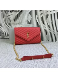 Replica YSL Classic Monogramme Flap Bag Cannage Pattern Y377828L Red Tl15260aG44