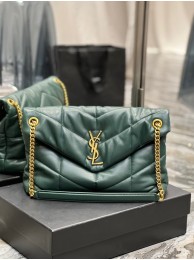 Replica Yves Saint Laurent LOULOU PUFFER MEDIUM BAG IN QUILTED CRINKLED MATTE LEATHER Y577475 blackish green Tl14444Jw87