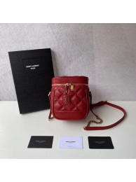 SAINT LAURENT 80S VANITY BAG IN CARRE-QUILTED GRAIN DE POUDRE EMBOSSED LEATHER 649779 red Tl14711pB23