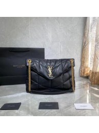 Saint Laurent LOULOU PUFFER BAG IN QUILTED CRINKLED MATTE LEATHER Y577476 Black Tl14630FA31