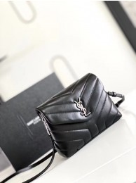 SAINT LAURENT LOULOU SMALL IN MATELASSE Y LEATHER 467072 black&Ancient silver Tl14721xa43