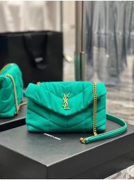 SAINT LAURENT PUFFER TOY BAG IN CANVAS AND SMOOTH LEATHER 620333 green Tl14462rh54
