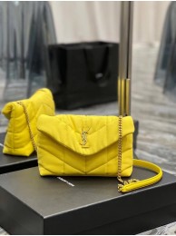 SAINT LAURENT PUFFER TOY BAG IN CANVAS AND SMOOTH LEATHER 620333 JAUNE CITRON Tl14464Ea63