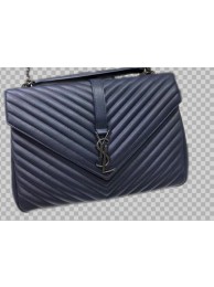 Top YSL Classic Monogramme Original Leather Flap Bag Y392738 Blue Tl14822lE56