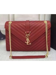 YSL Classic Monogramme Flap Bag Calfskin Leather Y26588 Burgundy Tl15276Af99