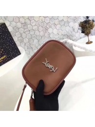 Yves Saint Laurent Calfskin Leather Shoulder Bag 5804 Brown Tl15107bW68