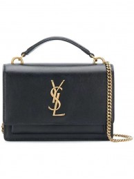 Yves Saint Laurent Calfskin Leather Shoulder Bag Y533036 black&gold-Tone Metal Tl14812jo45
