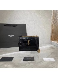 Yves Saint Laurent Calfskin Leather Shoulder Bag Y542206A Black&gold-Tone Metal Tl14810Lp50