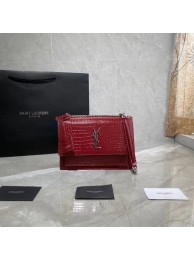 Yves Saint Laurent Calfskin Leather Shoulder Bag Y542206A red&silver-Tone Metal Tl14808hi67