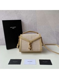 Yves Saint Laurent CASSANDRA SMALL TOP HANDLE IN BRAIDED TWEED Y622061-1 NATURAL BEIGE Tl14645Ag46