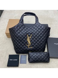 Yves Saint Laurent ICARE MAXI SHOPPING BAG IN QUILTED LAMBSKIN 698651 Black Tl14474Gh26