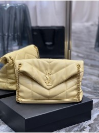 Yves Saint Laurent LOULOU PUFFER MEDIUM BAG IN QUILTED CRINKLED MATTE LEATHER Y577475 yellow Tl14443hi67