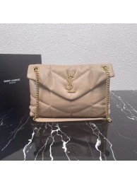 Yves Saint Laurent LOULOU PUFFER SMALL BAG IN QUILTED LAMBSKIN 577476 ANEMONE apricot Tl14682dX32