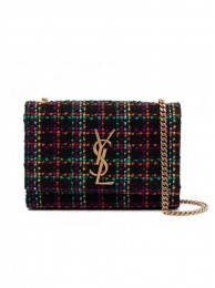 Yves Saint Laurent PUFFER SMALL BAG IN CHECKED TWEED AND LAMBSKIN 569930 multicolour Tl14524uZ84