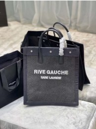 Yves Saint Laurent RIVE GAUCHE N/S SHOPPING BAG IN COTTON 9E1070 black Tl14657ff76